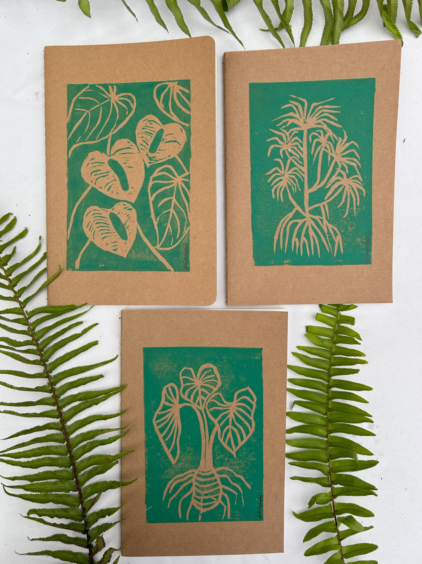 Hand-Printed Hawaiian Plants notebooks/ bundle of 3