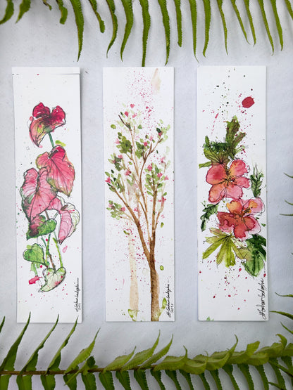 Hawaiian Watercolor Bookmarks, Bundle of 3