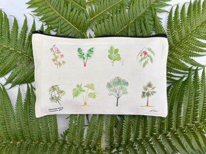 Hand- Printed Hawaiian Zipper Bags/ bundle of 3